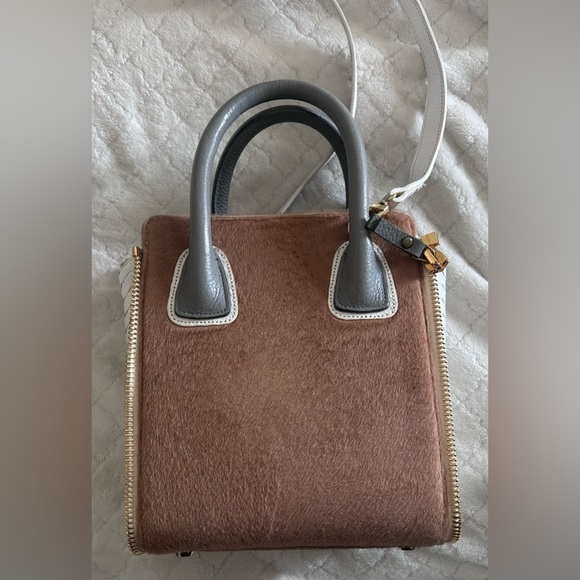 Rare Paige Gamble Livia Snakeskin Fur? Handbag with 2 Snakeskin Gussets - Picture 11 of 11